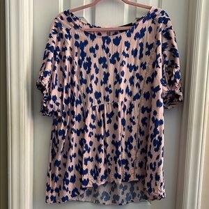 Gibson Pink and Blue Patterned Blouse